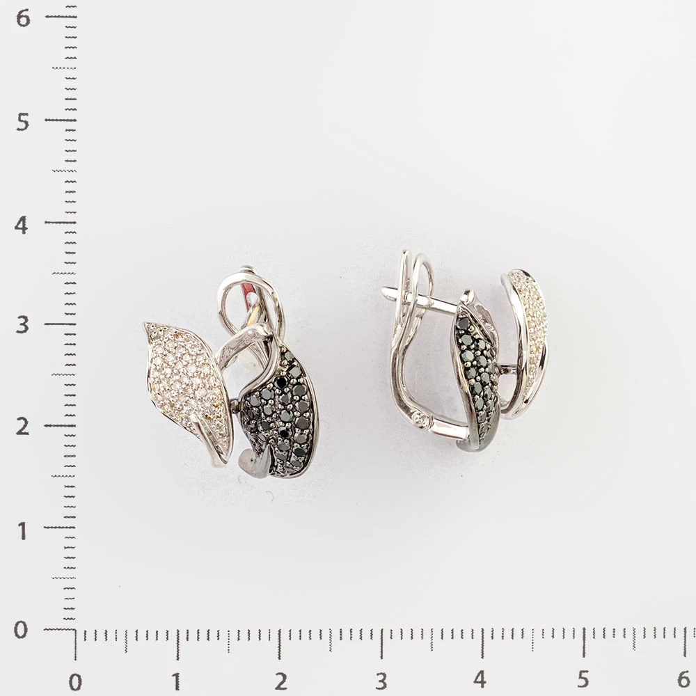 Серьги с бриллиантом из белого золота 585 пробы