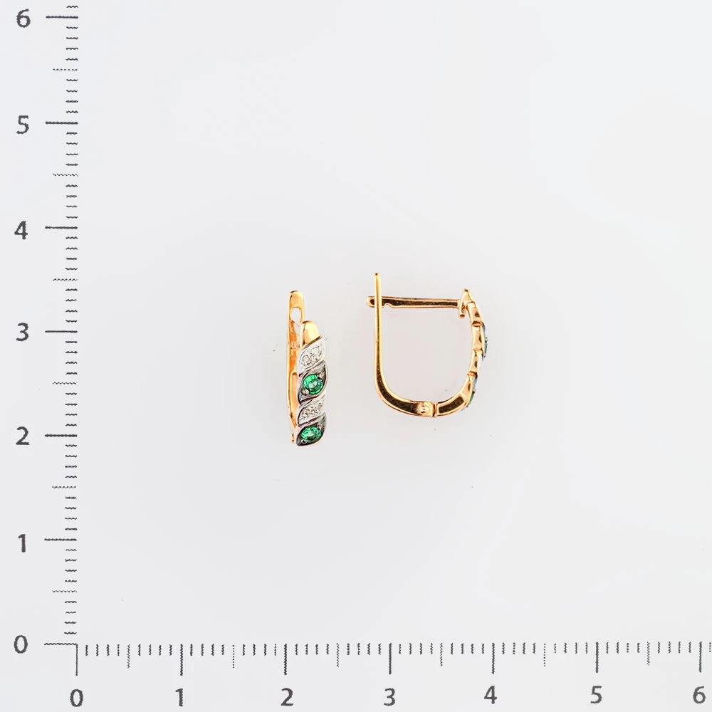 Серьги с изумрудом из красного золота 585 пробы 2