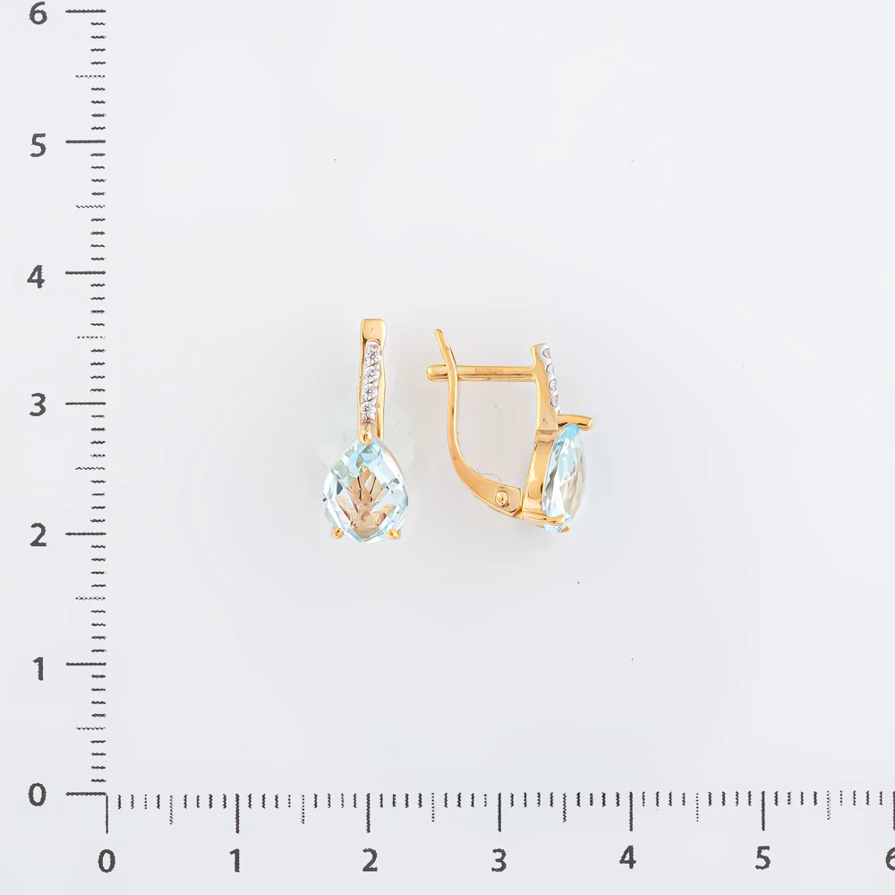 Серьги с топазом из красного золота 585 пробы 2