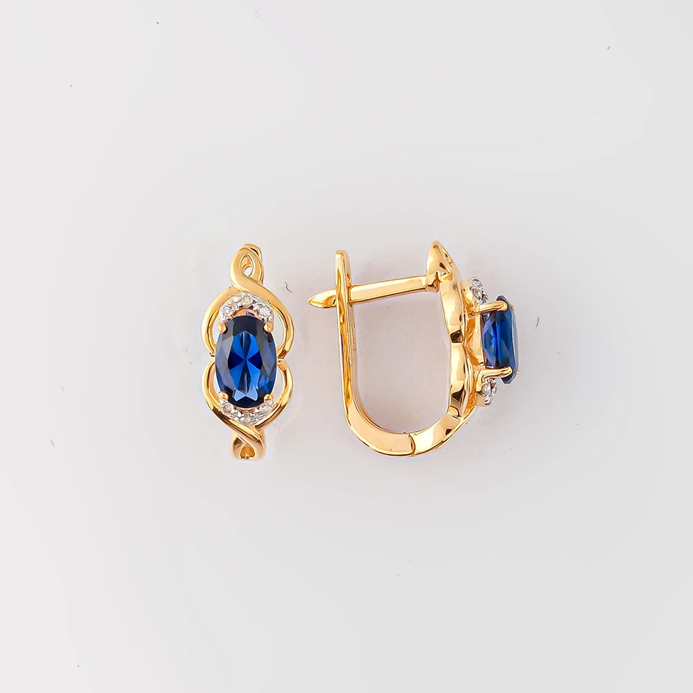 Серьги с ситаллом из красного золота 585 пробы 1