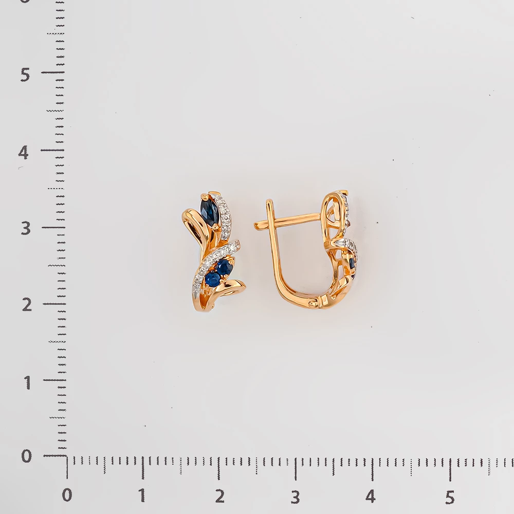Серьги с сапфиром из красного золота 585 пробы