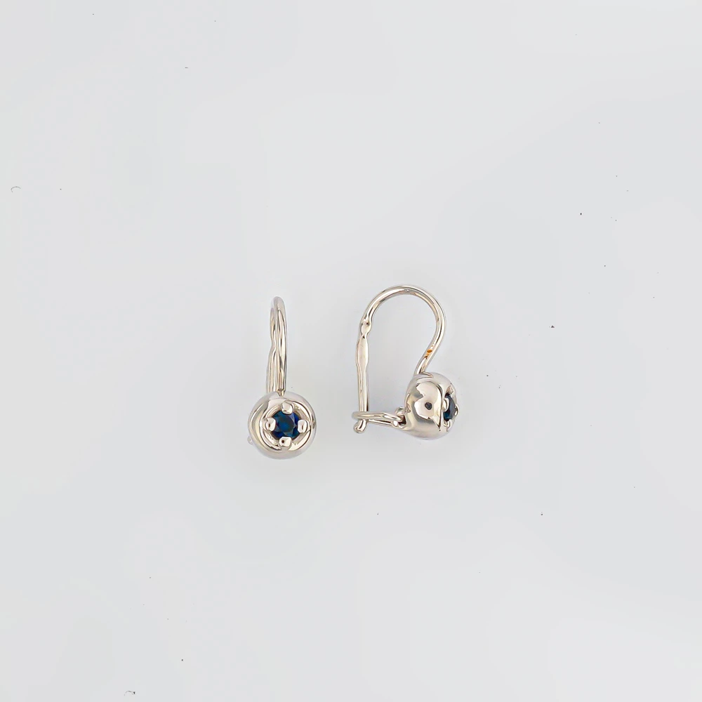 Серьги с сапфиром из белого золота 585 пробы 1