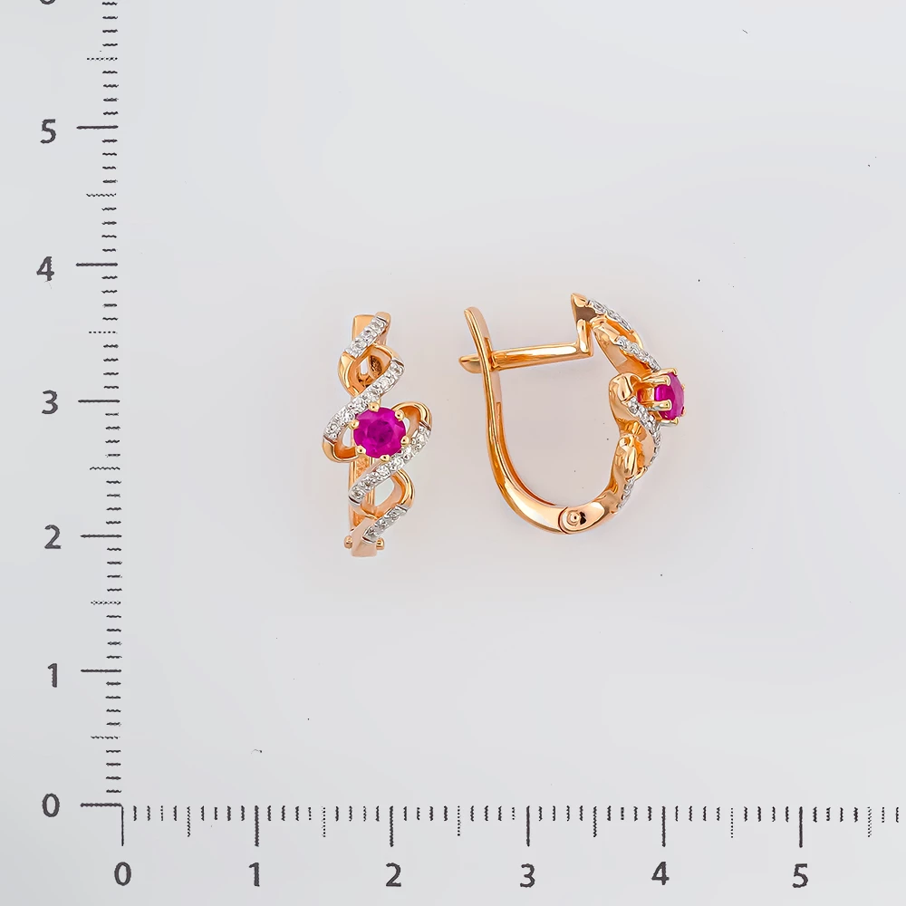 Серьги с рубином из красного золота 585 пробы 2