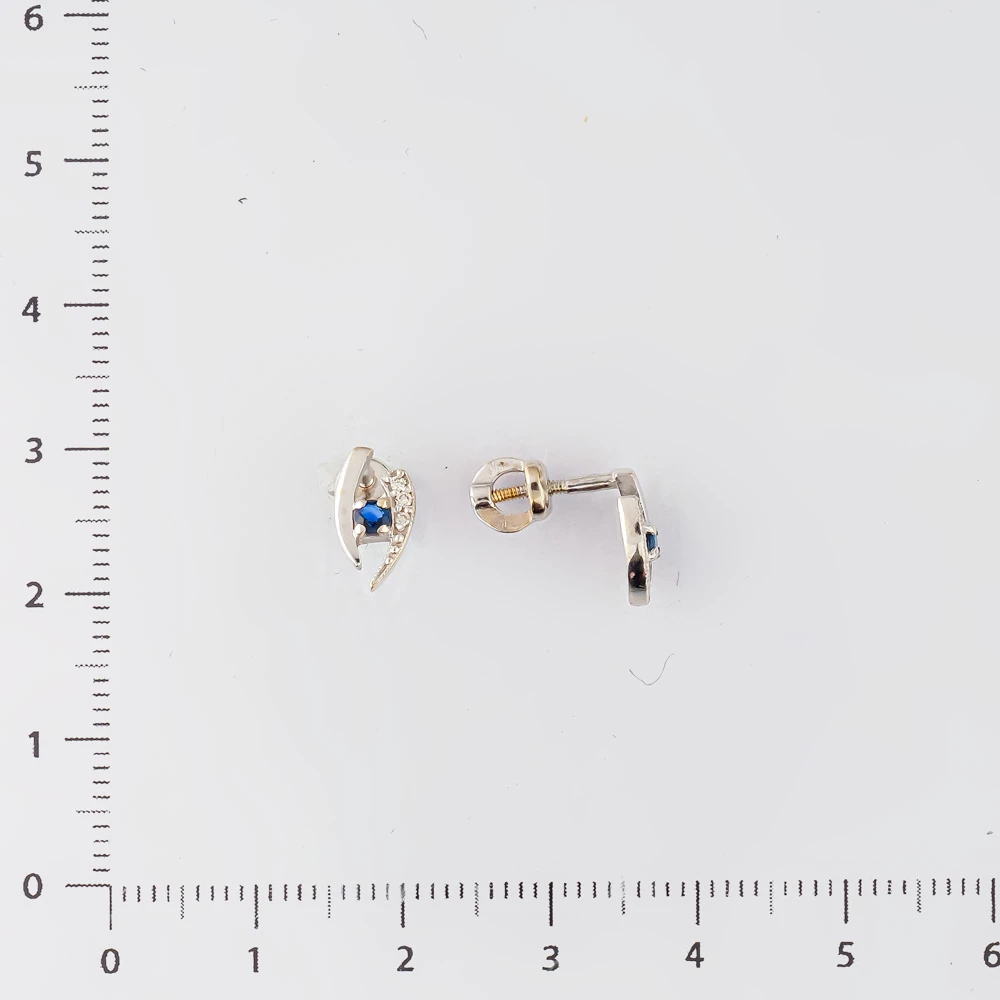 Серьги с сапфиром из белого золота 585 пробы 2
