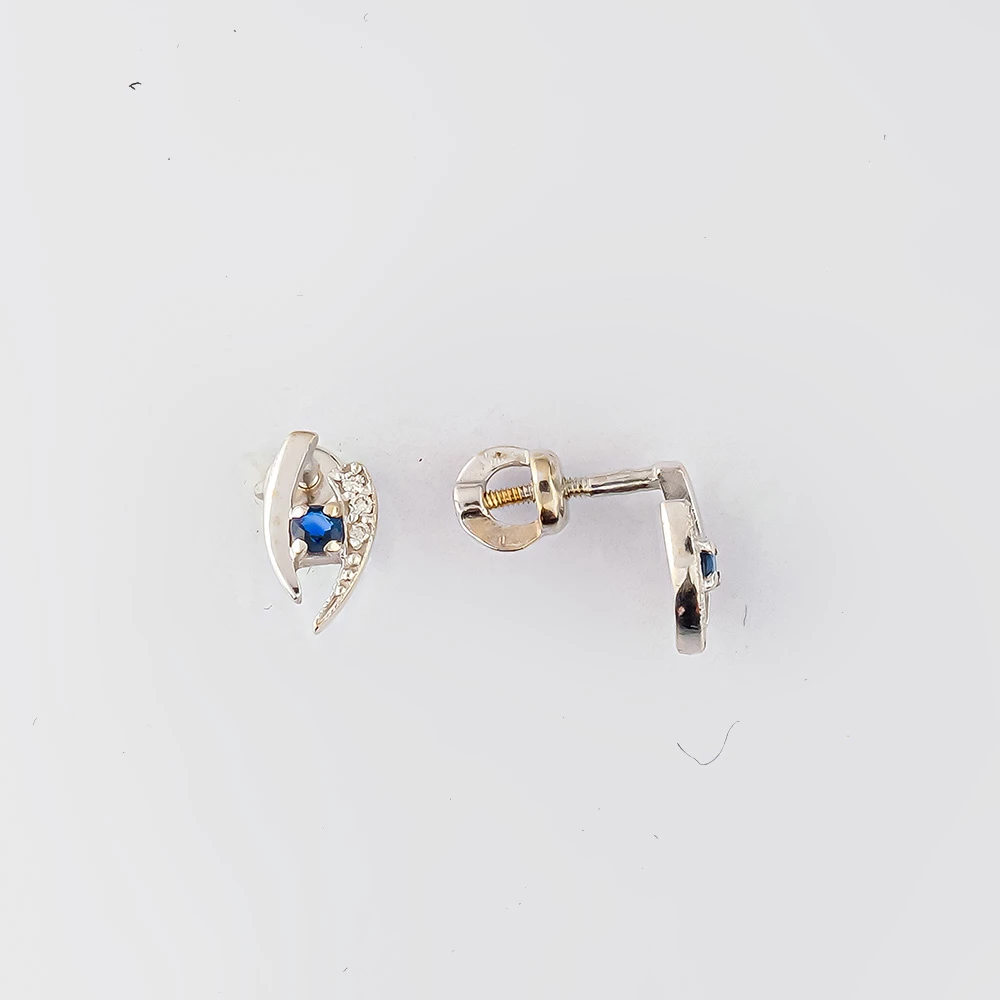 Серьги с сапфиром из белого золота 585 пробы 1