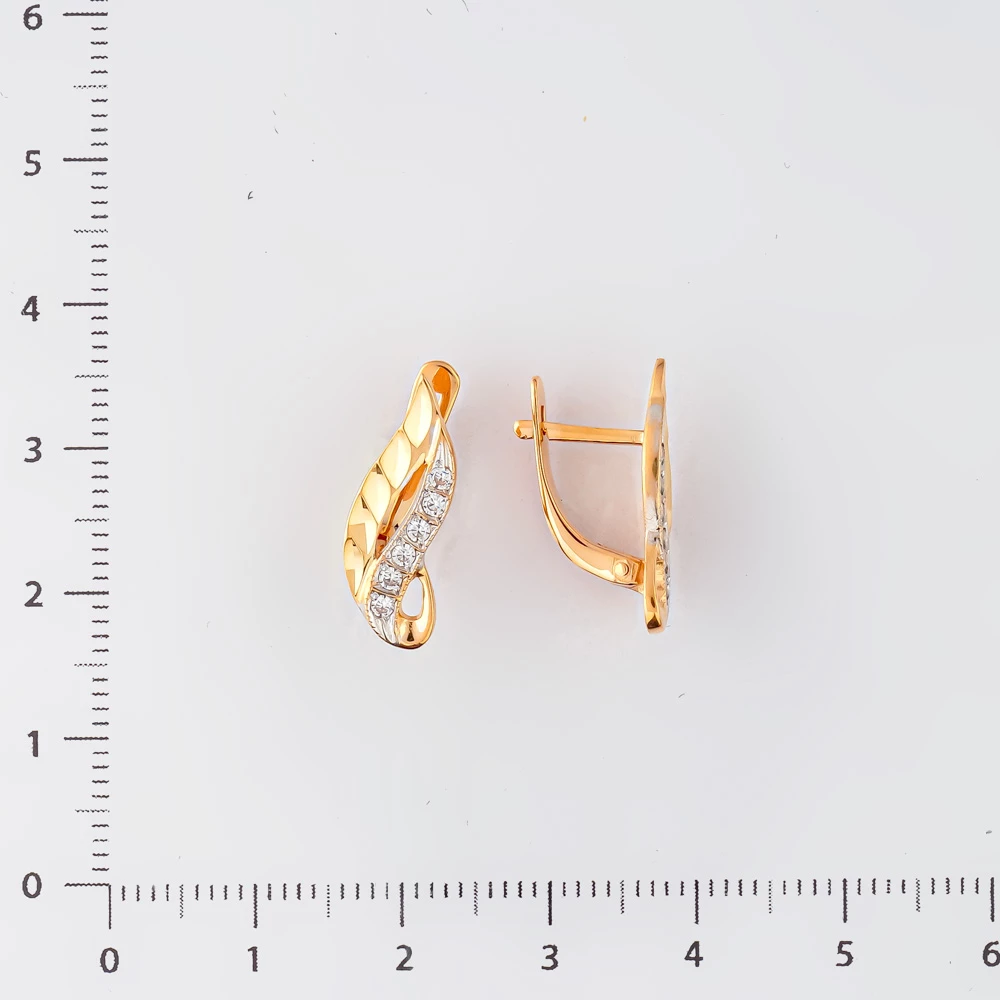 Серьги с фианитом из красного золота 585 пробы 2