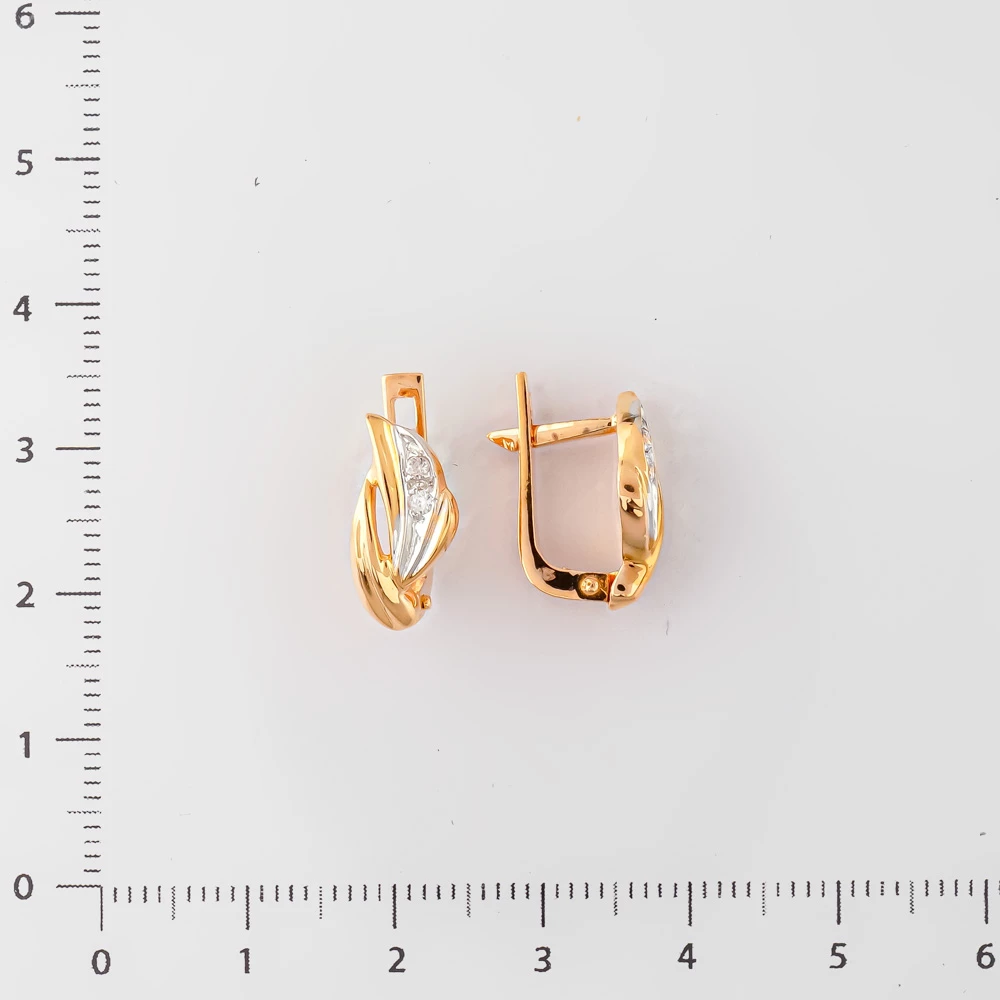 Серьги с фианитом из желтого золота 585 пробы 2