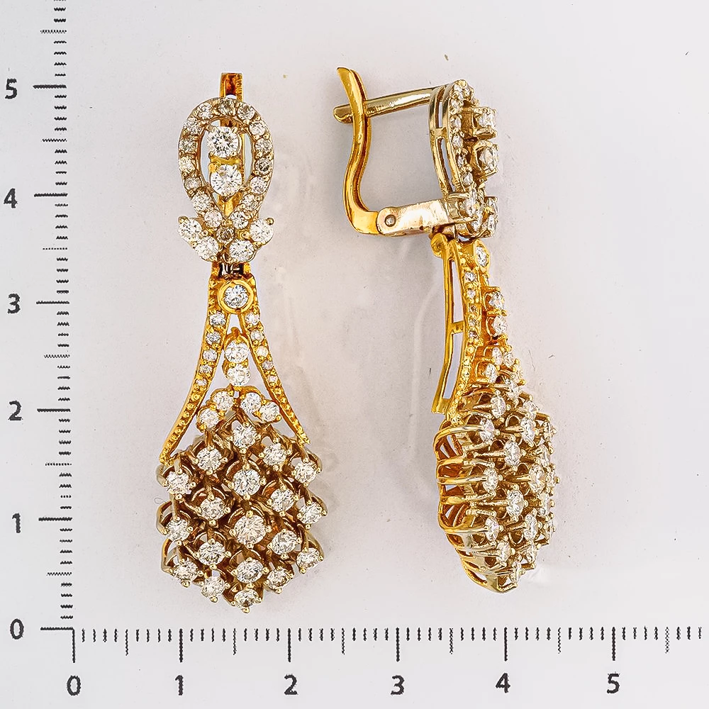 Серьги с бриллиантом из желтого золота 585 пробы