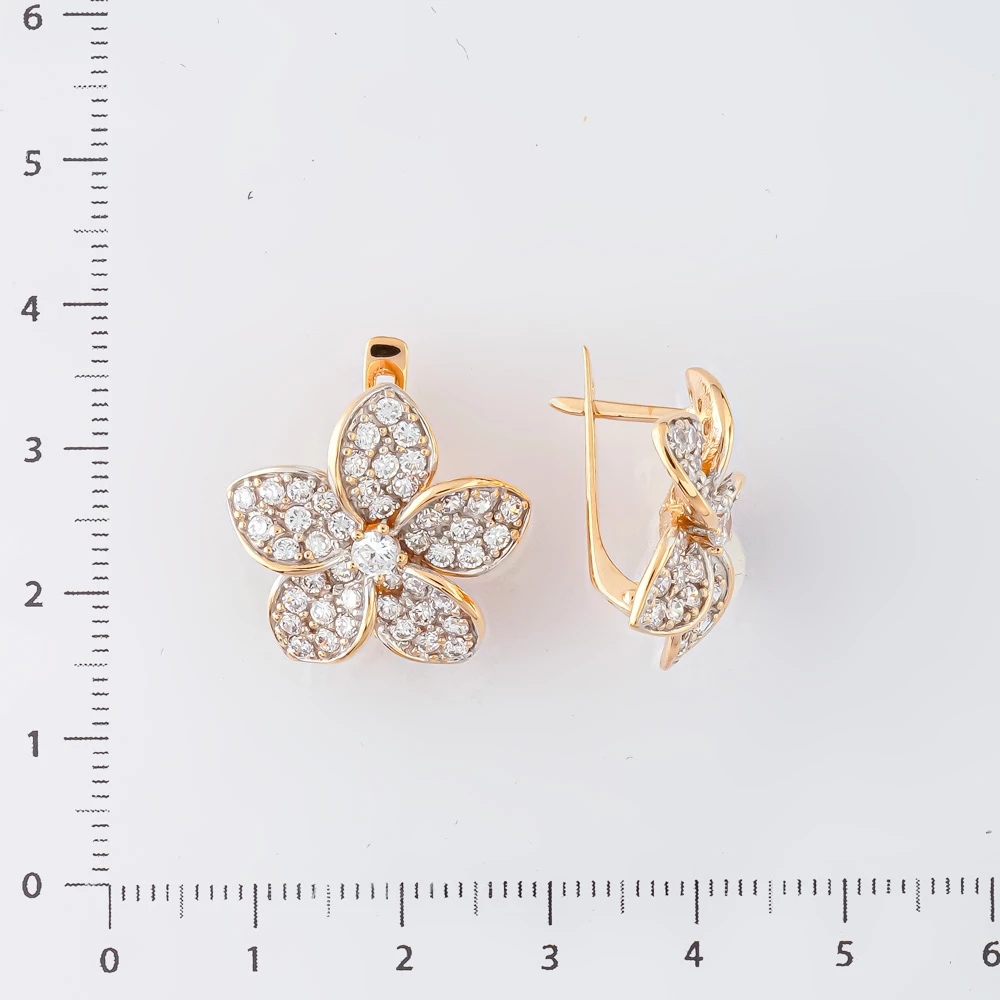 Серьги с фианитом из красного золота 585 пробы 2