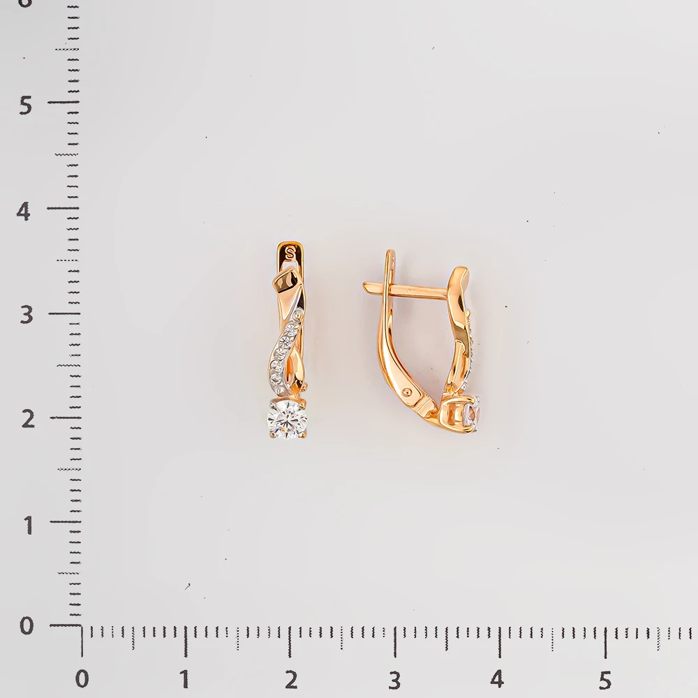 Серьги с фианитом из красного золота 585 пробы 2