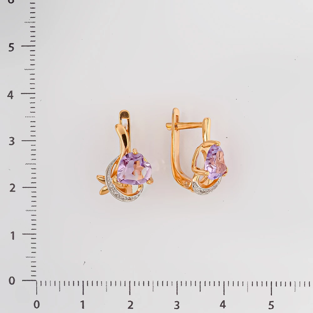Серьги с аметистом из красного золота 585 пробы 2