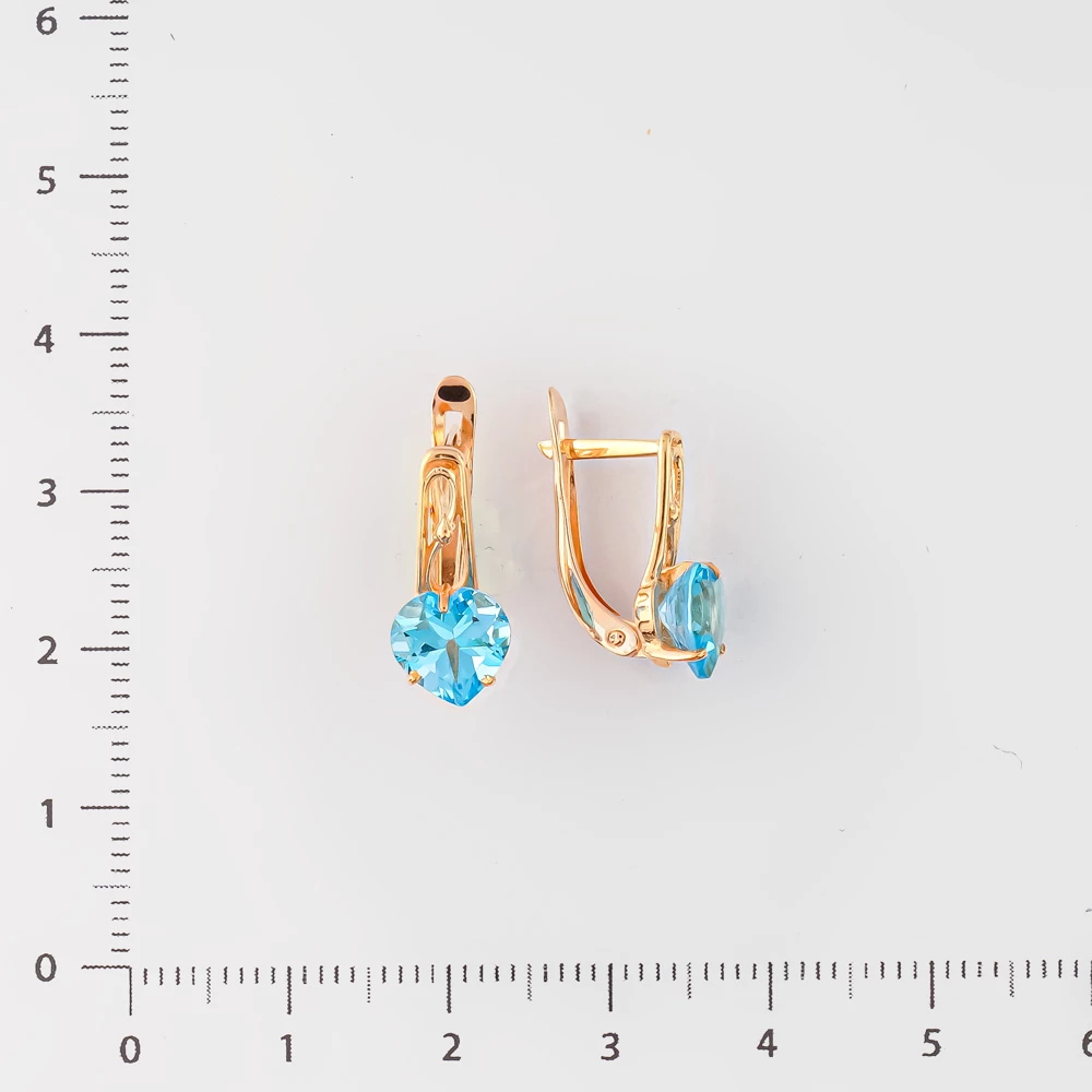 Серьги с топазом из красного золота 585 пробы 2