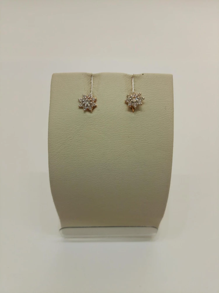 Серьги с фианитом из красного золота 585 пробы 1