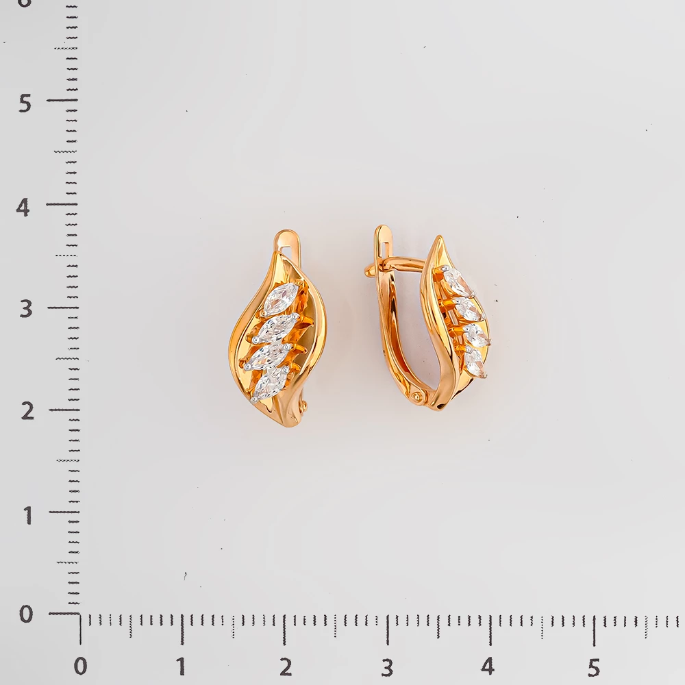 Серьги с фианитом из красного золота 585 пробы 2