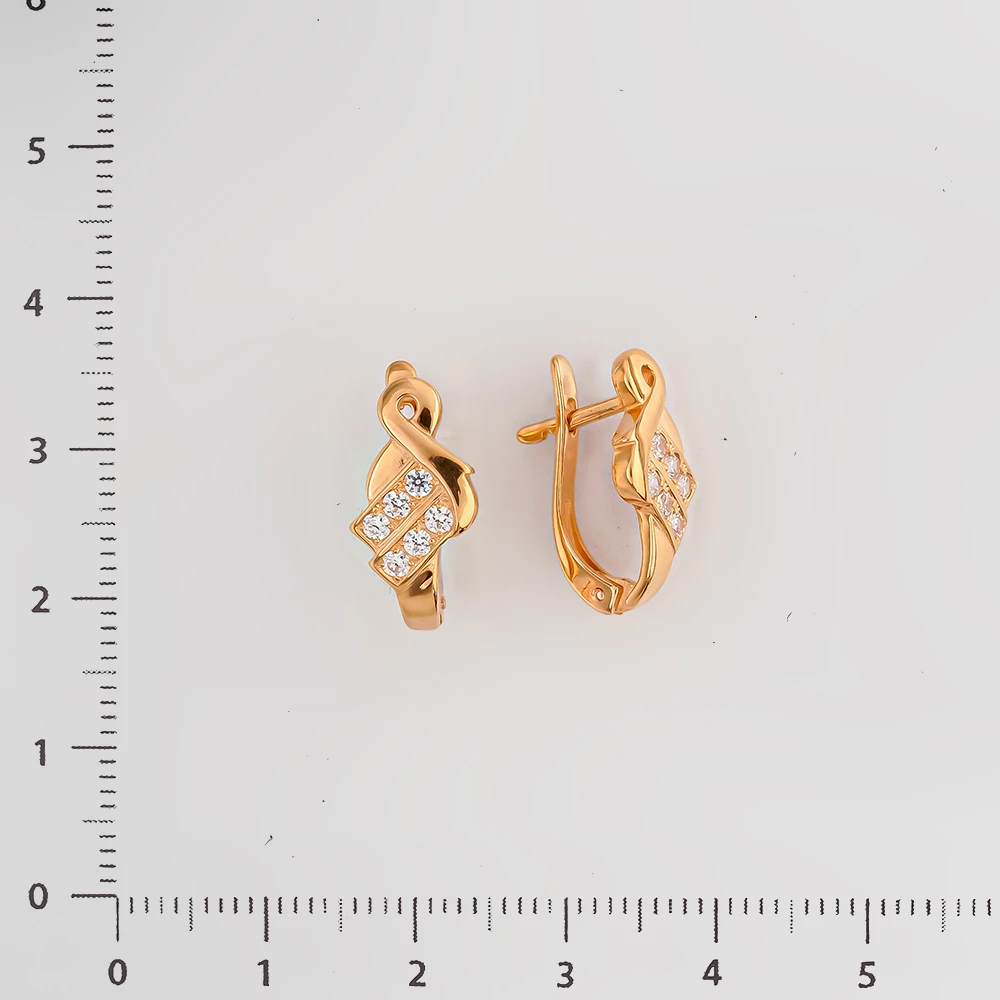 Серьги с фианитом из красного золота 585 пробы 2