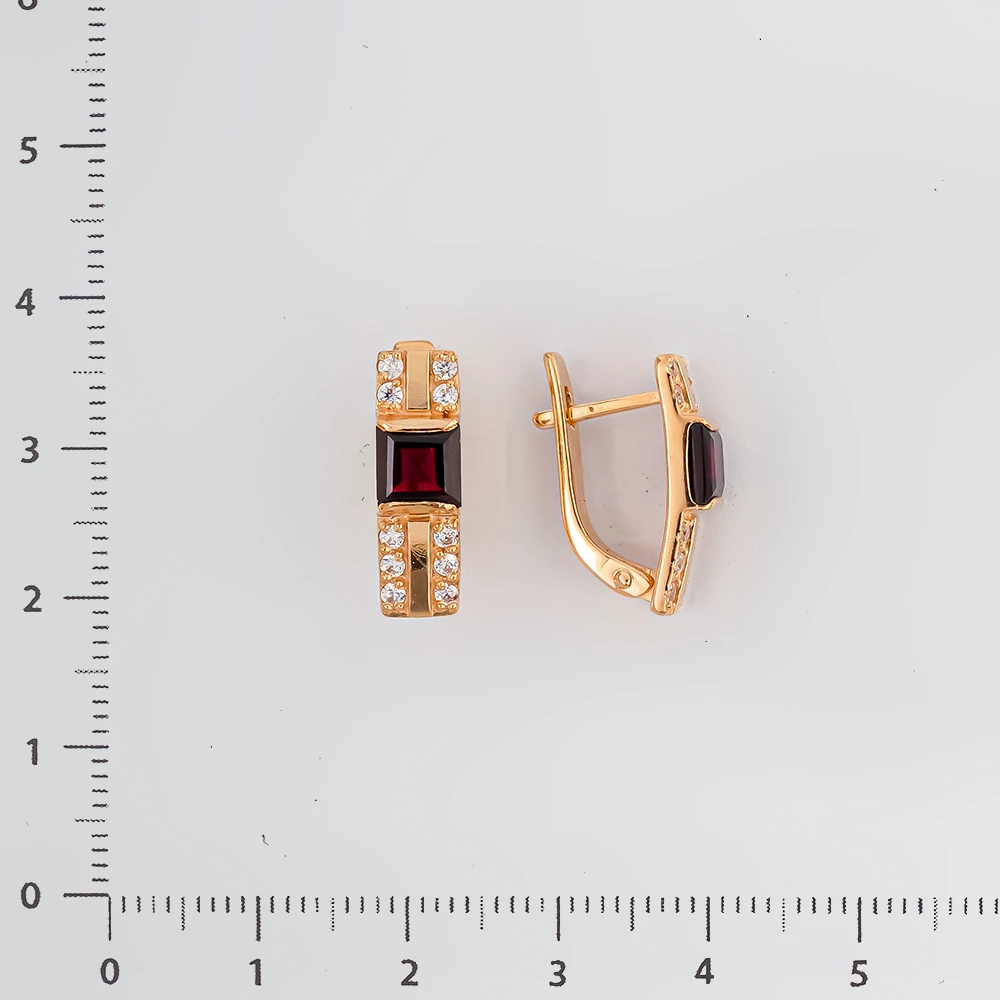 Серьги с гранатом из красного золота 585 пробы 2