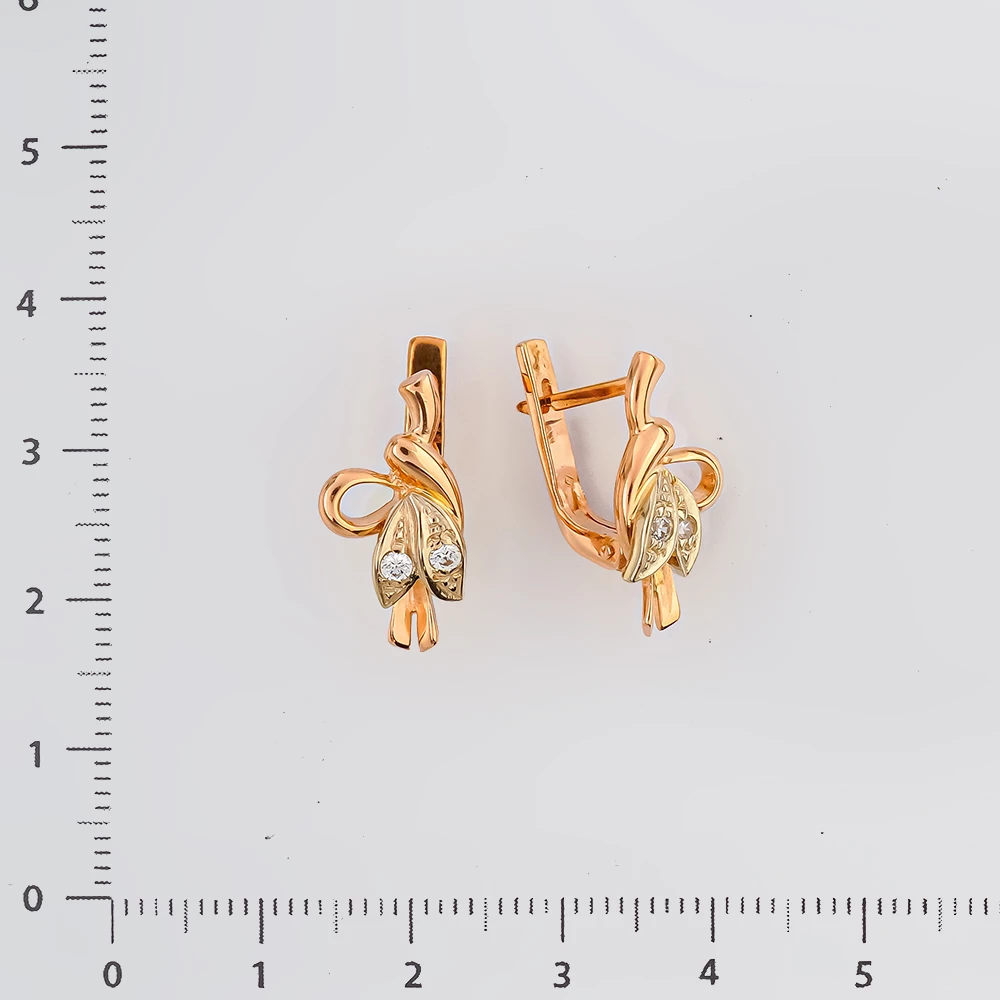 Серьги с фианитом из красного золота 585 пробы 2