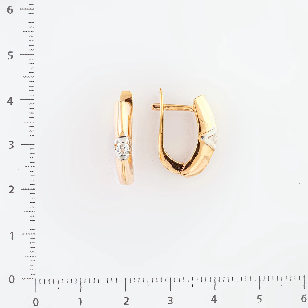 Серьги с фианитом из красного золота 585 пробы 2
