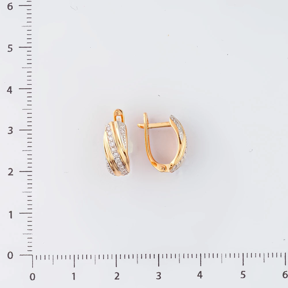 Серьги с фианитом из красного золота 585 пробы 2