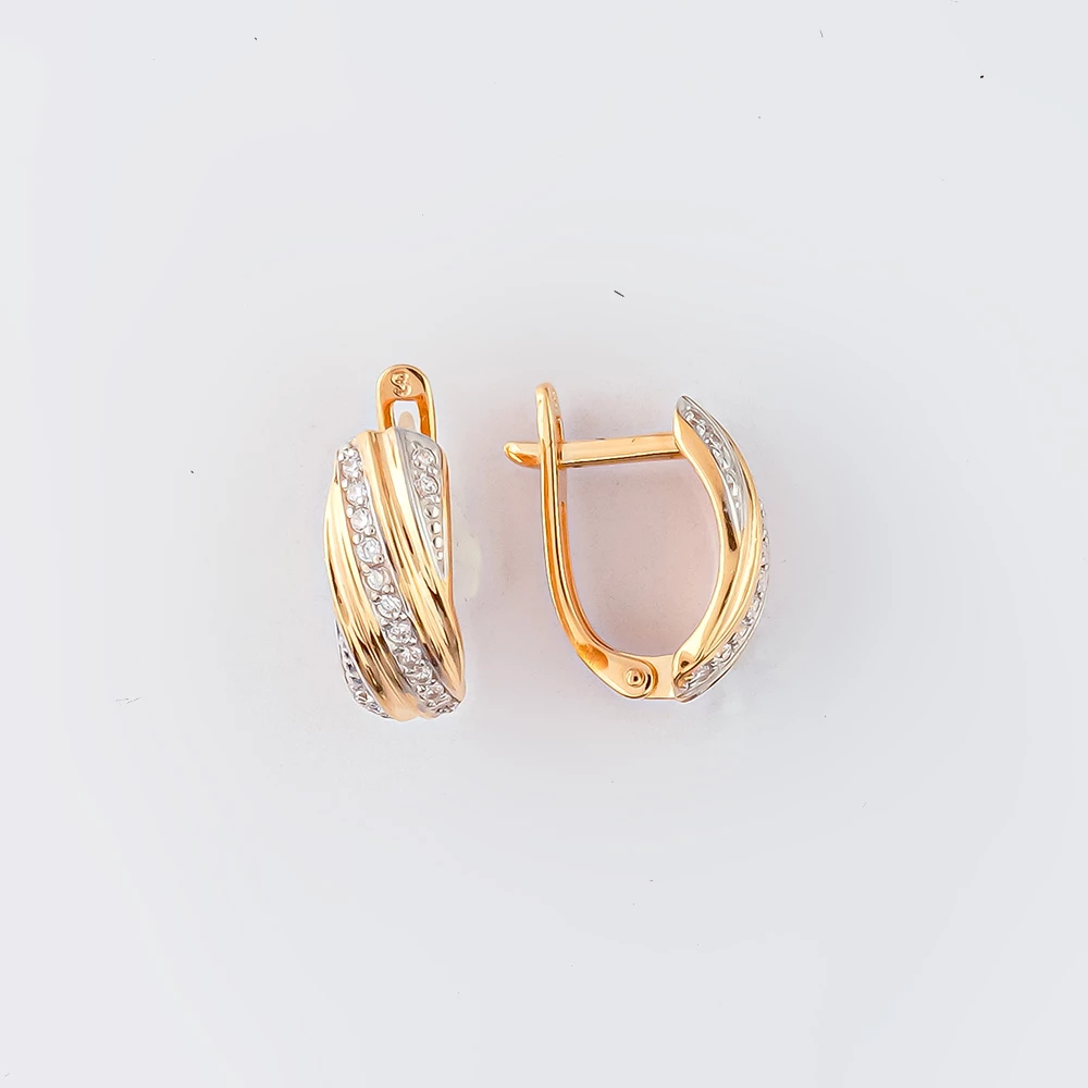 Серьги с фианитом из красного золота 585 пробы 1