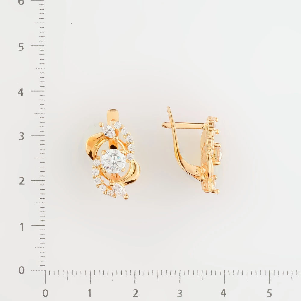Серьги с фианитом из красного золота 585 пробы 2