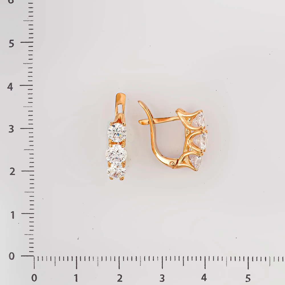 Серьги с фианитом из красного золота 585 пробы 2