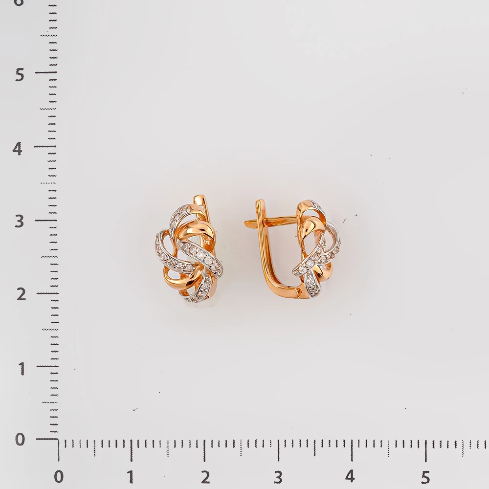 Серьги с фианитом из красного золота 585 пробы 2