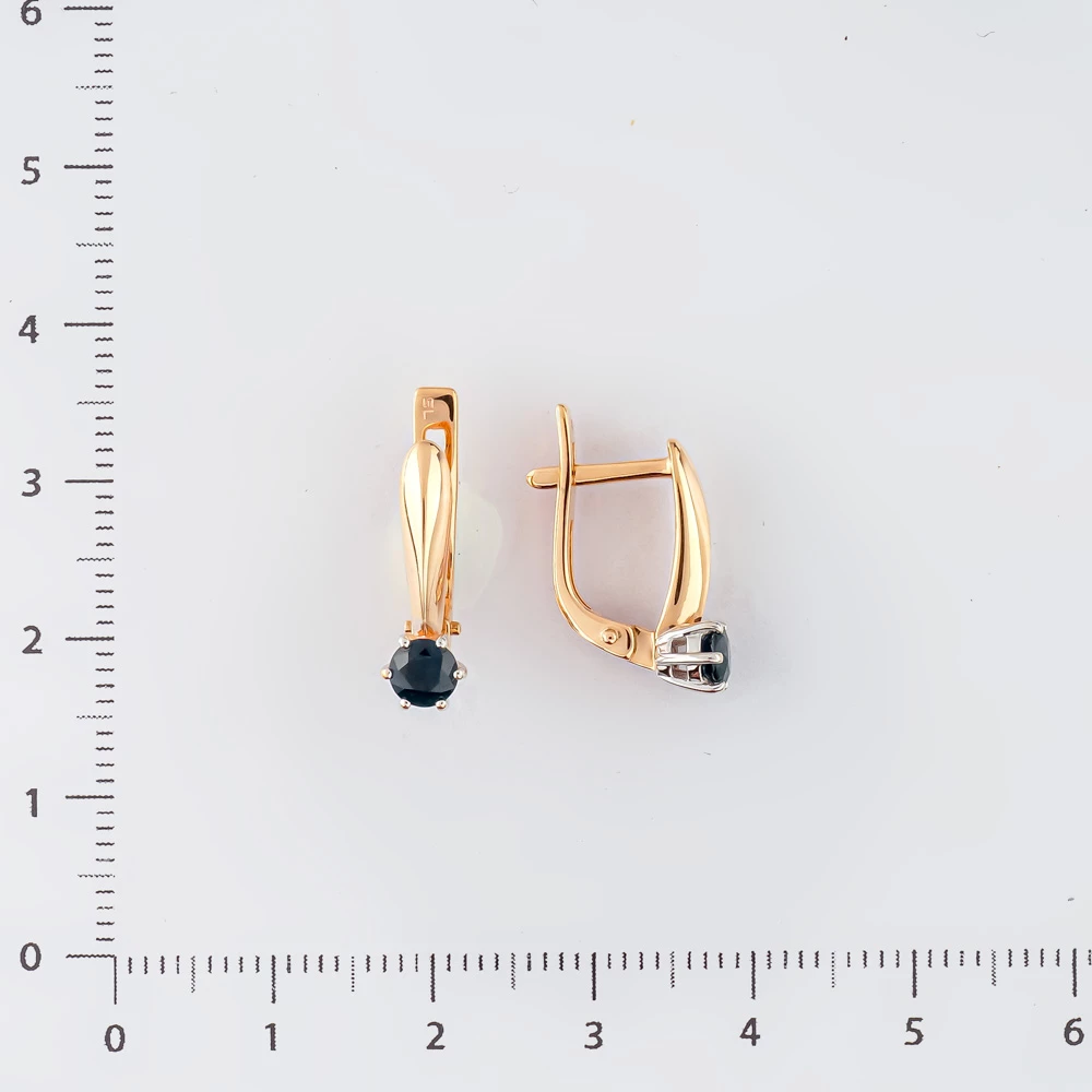 Серьги с сапфиром из красного золота 585 пробы 2