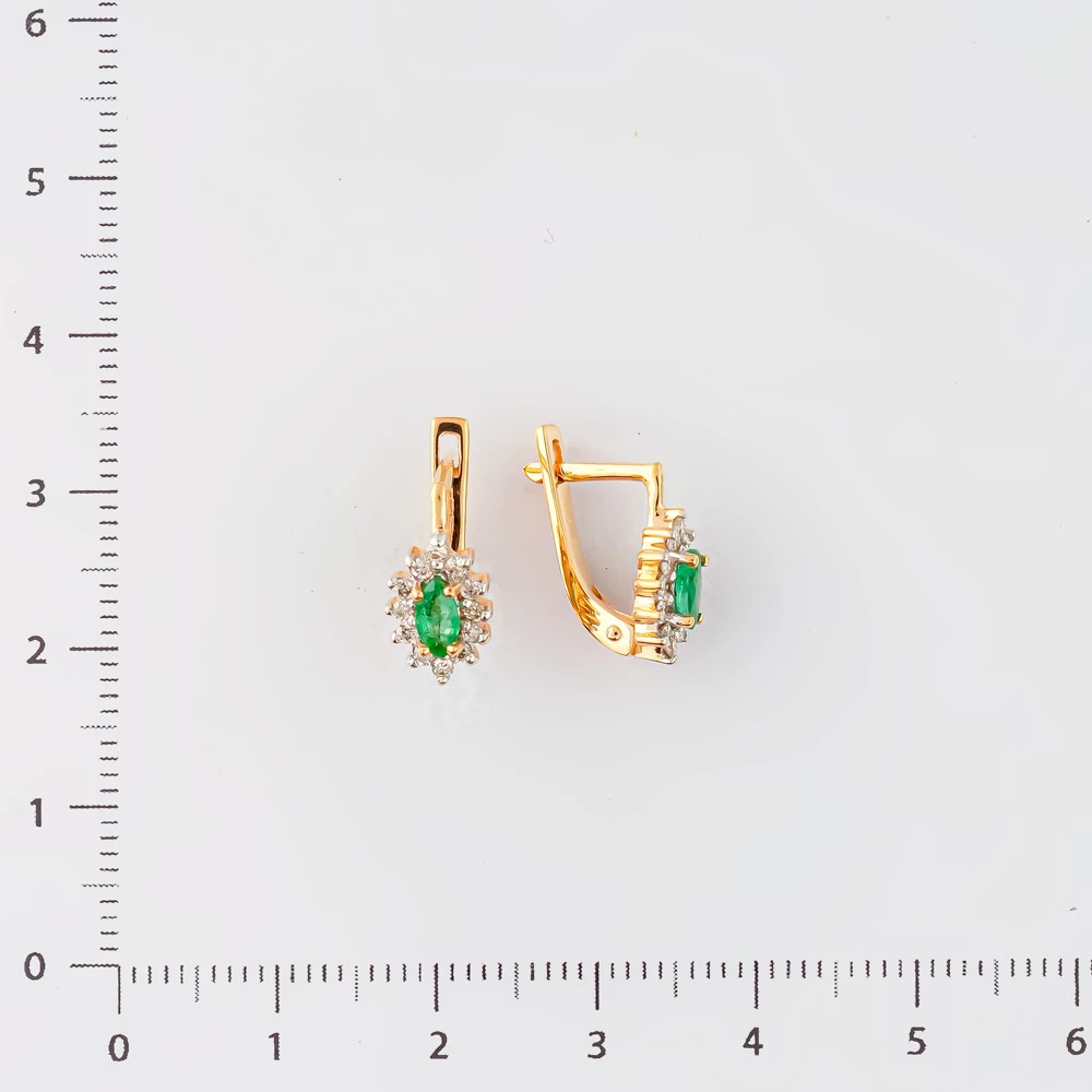 Серьги с изумрудом из красного золота 585 пробы 2