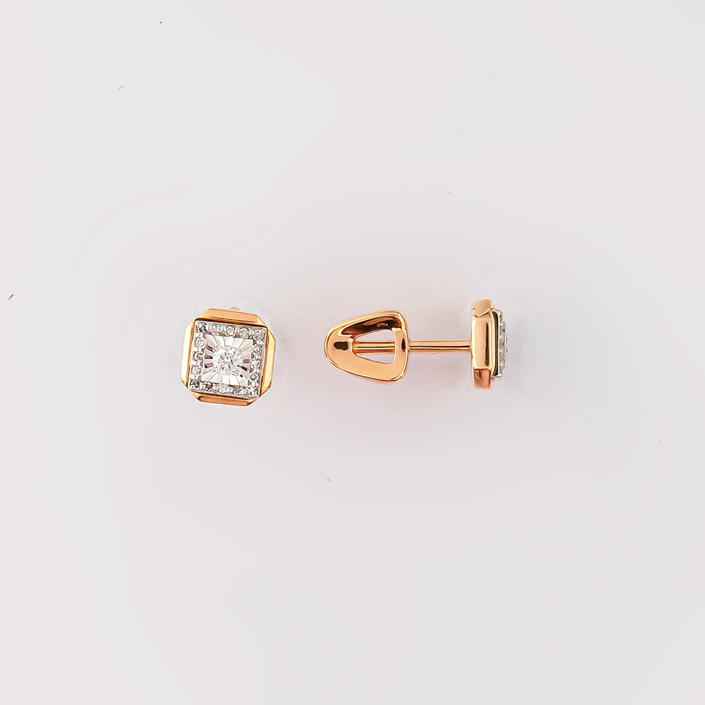 Серьги с бриллиантом из красного золота 585 пробы 1