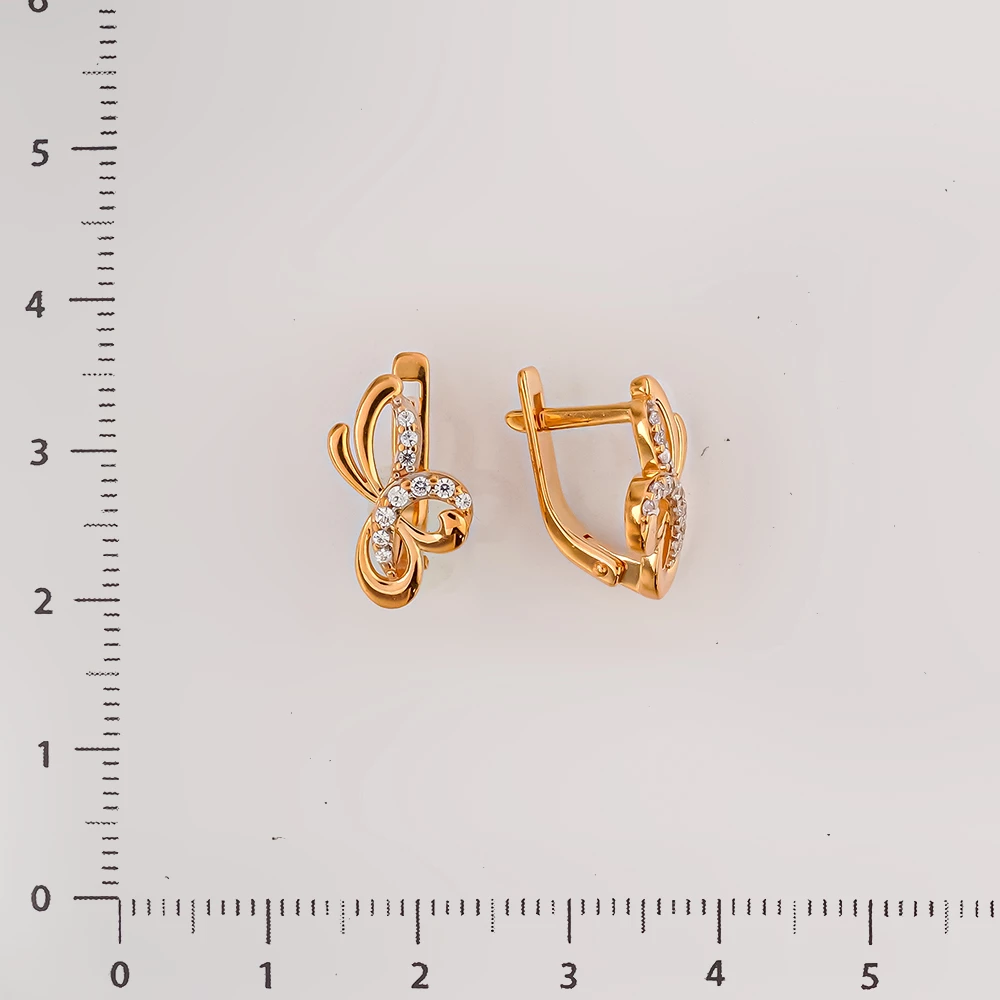 Серьги с фианитом из красного золота 585 пробы 2