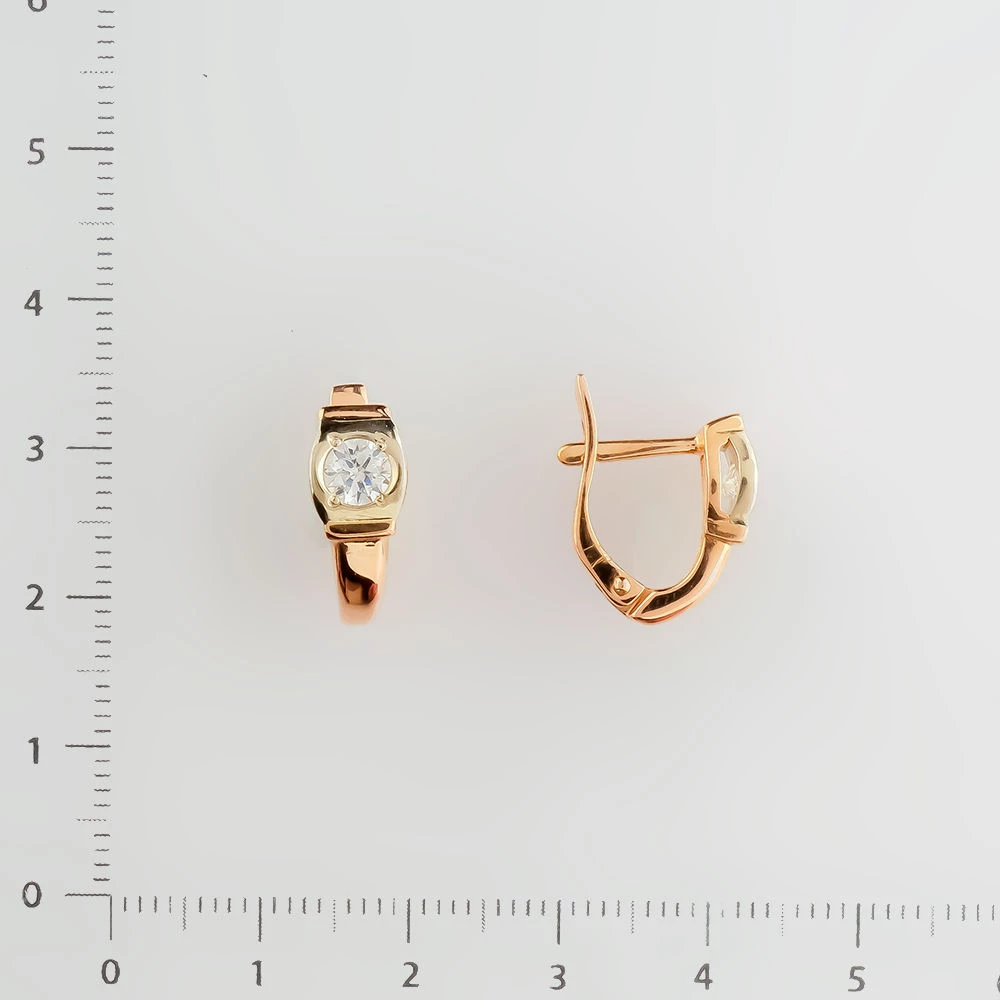 Серьги с фианитом из красного золота 585 пробы 2
