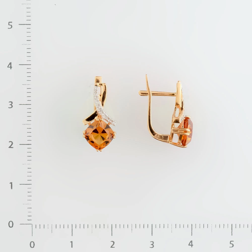 Серьги с султанитом синтетическим из красного золота 585 пробы 2