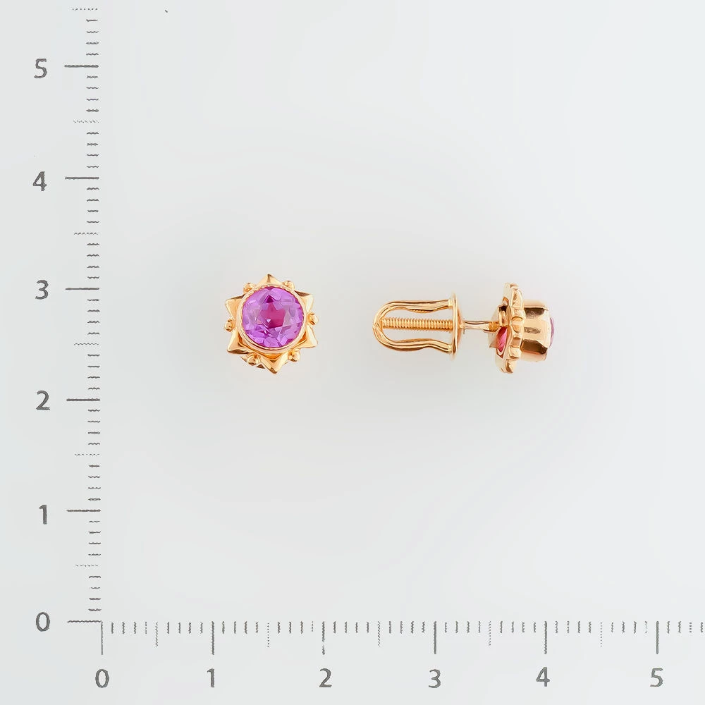 Серьги с фианитом из красного золота 583 пробы