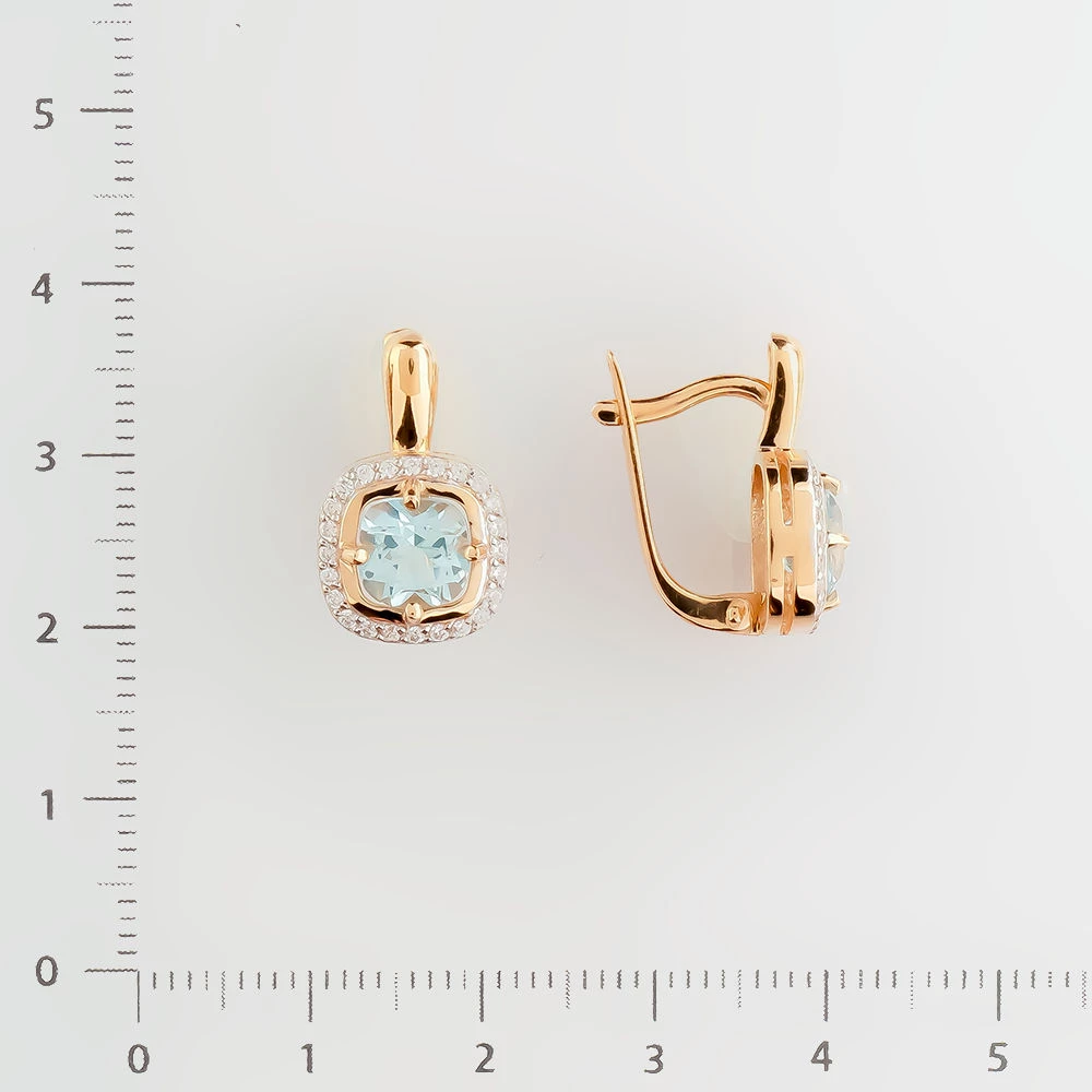 Серьги с топазом из красного золота 585 пробы 2