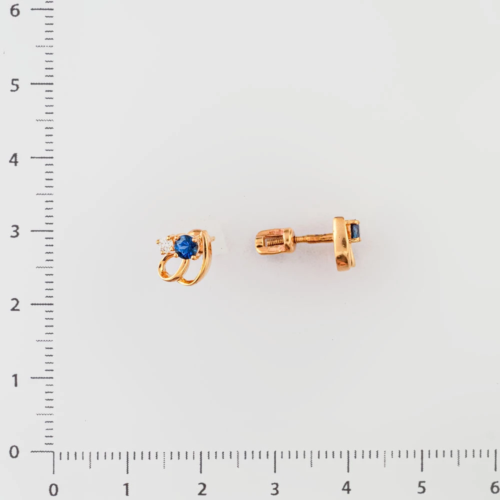 Серьги с сапфиром из красного золота 585 пробы 2