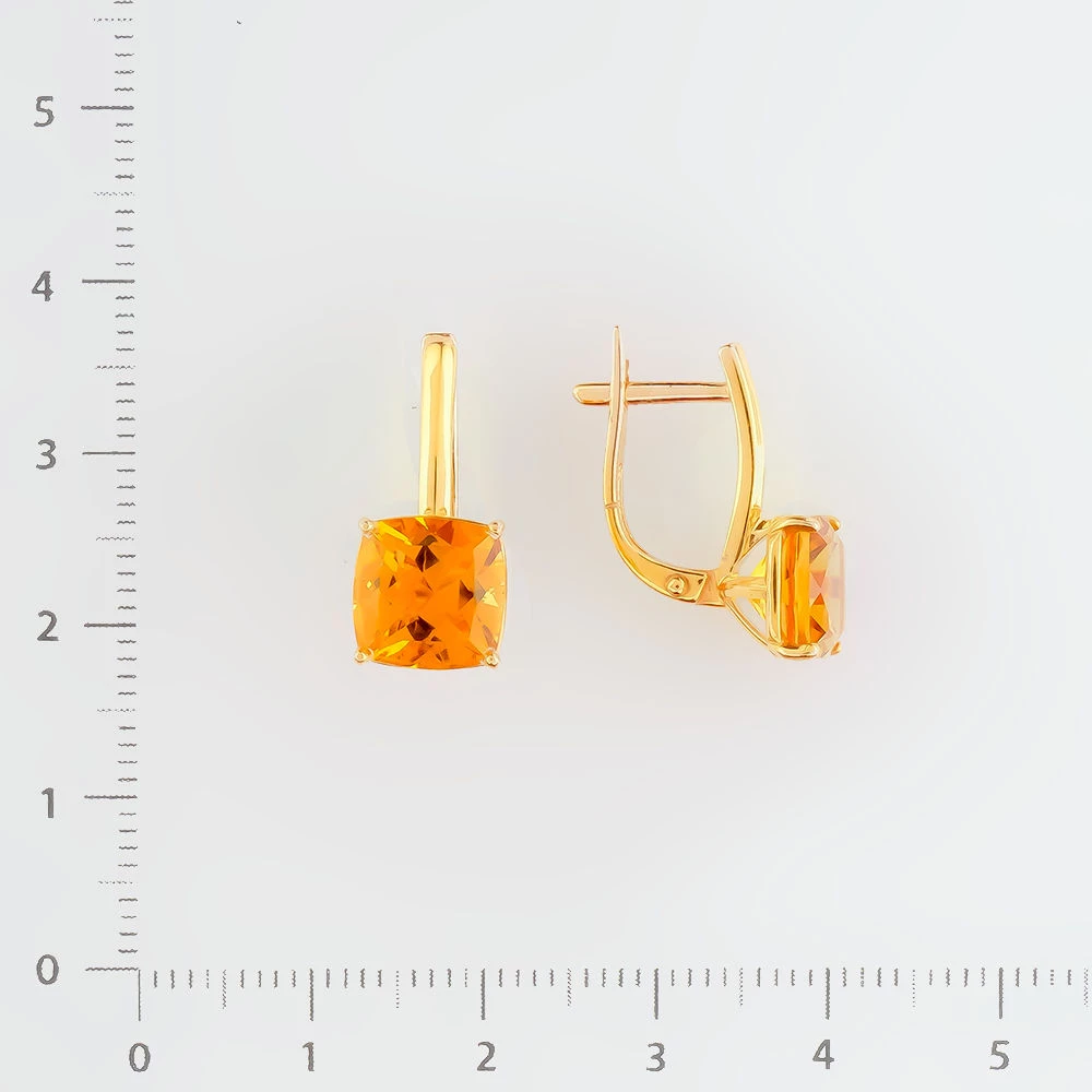 Серьги с цитрином из красного золота 585 пробы 2