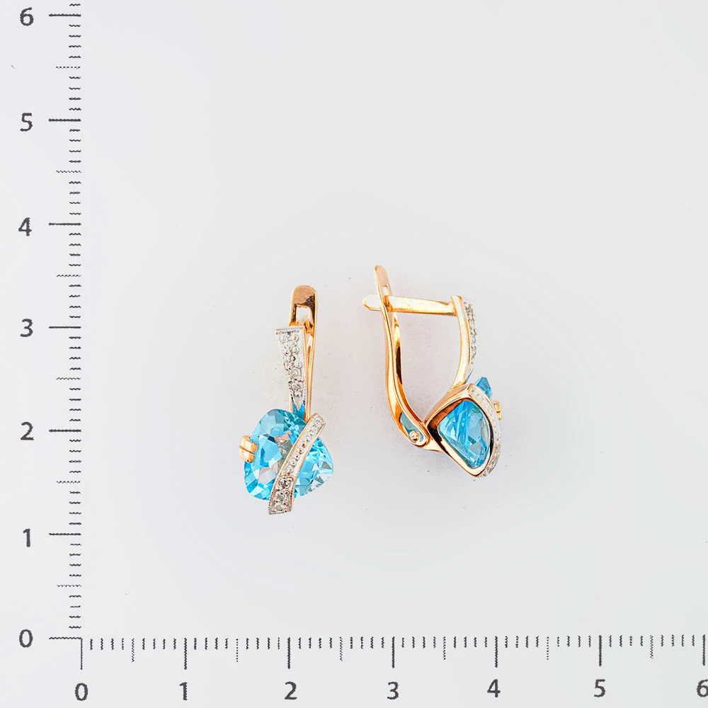 Серьги с топазом из красного золота 585 пробы 2