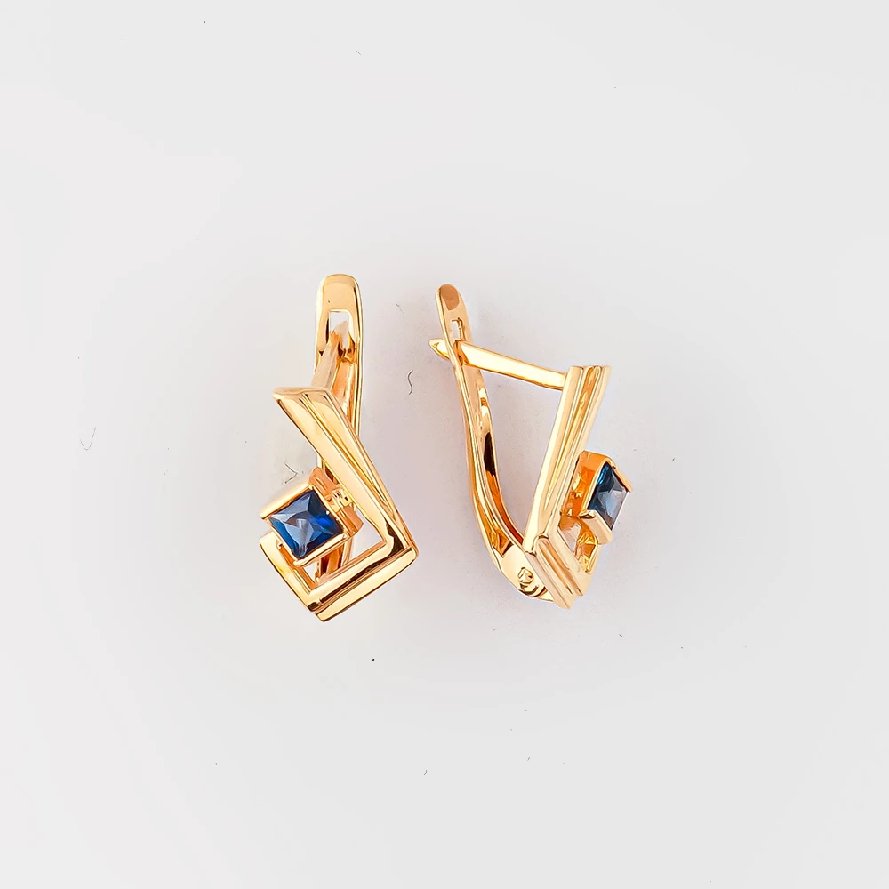 Серьги с сапфиром из красного золота 585 пробы 1