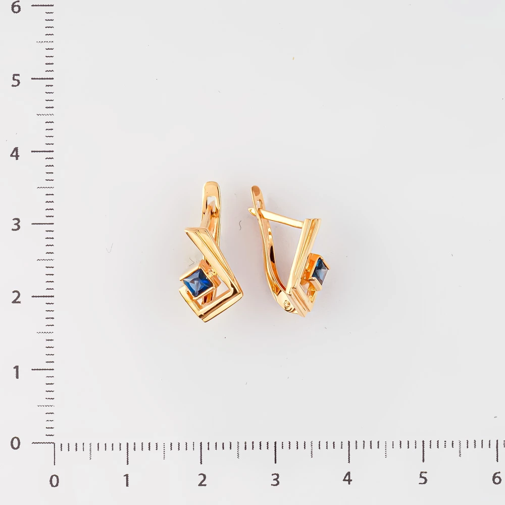 Серьги с сапфиром из красного золота 585 пробы 2