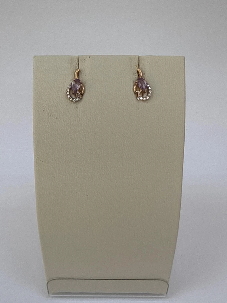 Серьги с аметистом из красного золота 585 пробы 1