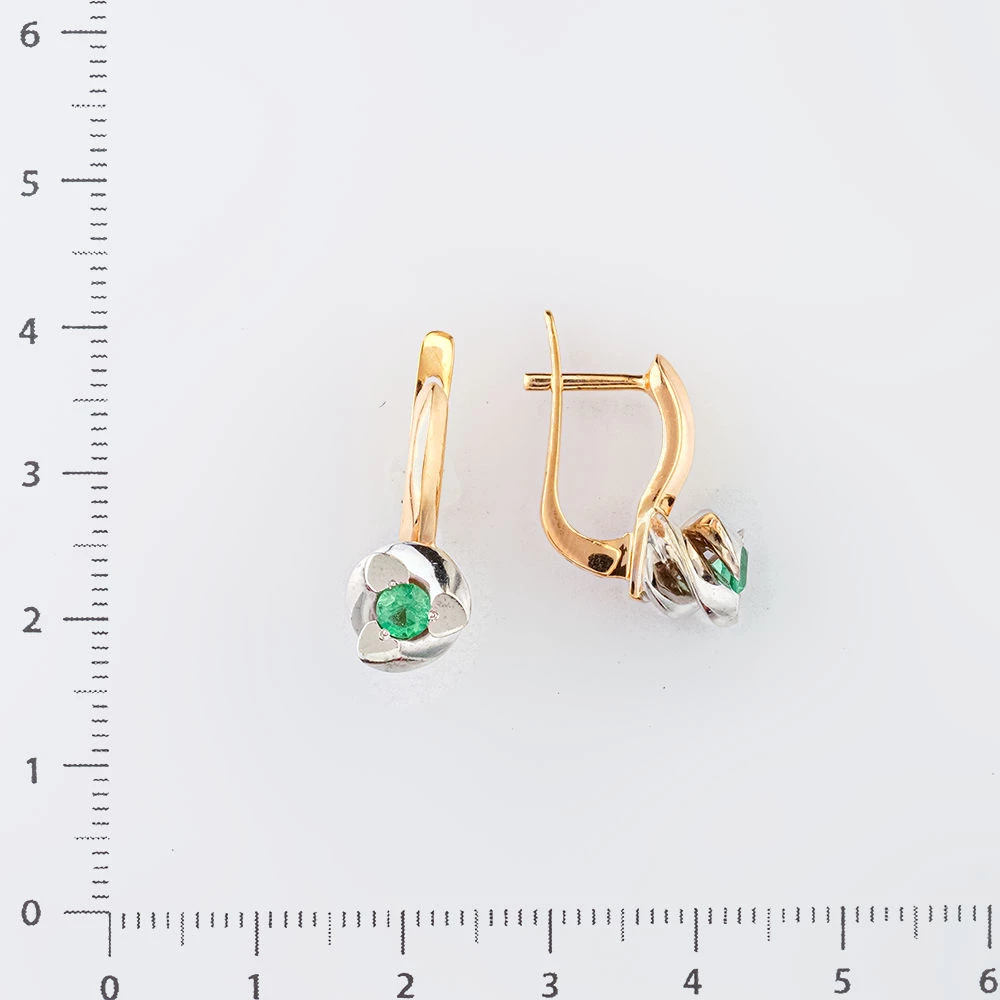 Серьги с изумрудом из красного золота 585 пробы 2