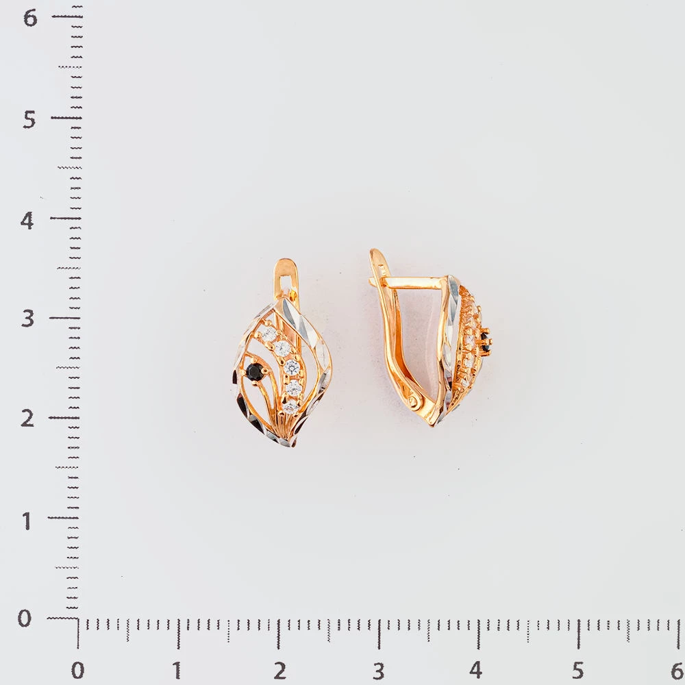 Серьги с фианитом из красного золота 585 пробы 2