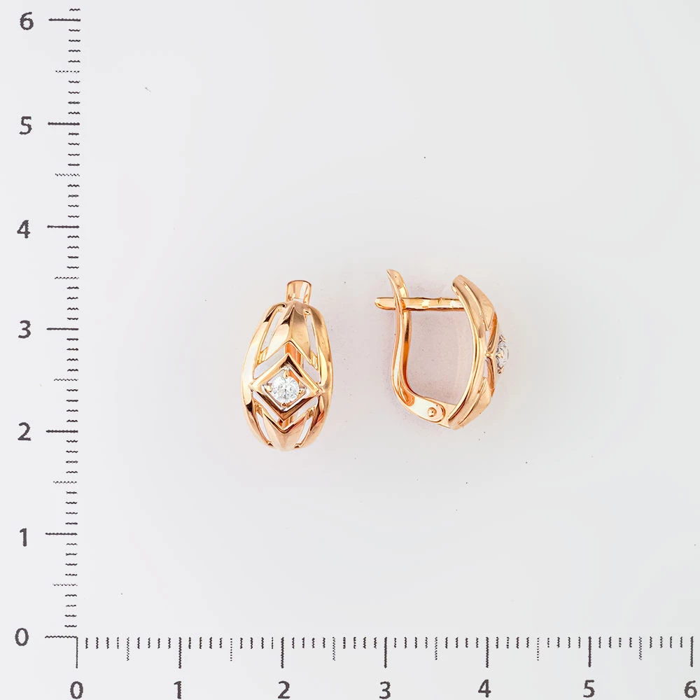Серьги с фианитом из красного золота 585 пробы 2