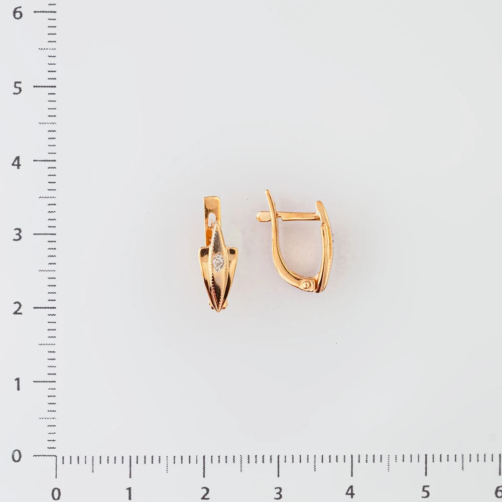 Серьги с бриллиантом из красного золота 585 пробы 2