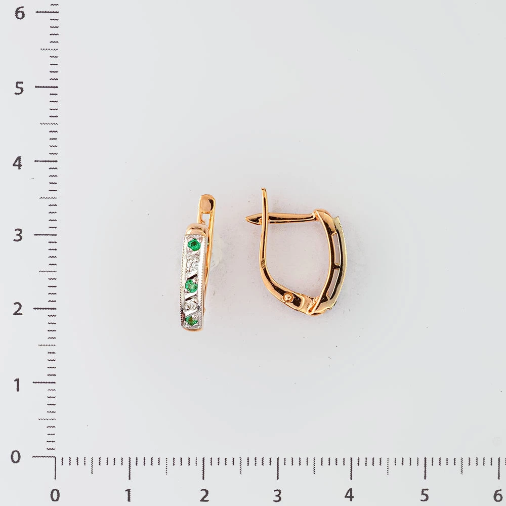 Серьги с изумрудом из красного золота 585 пробы 2