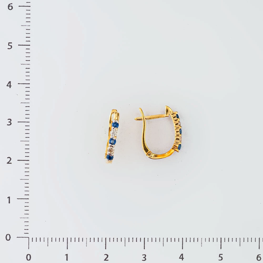 Серьги с сапфиром из желтого золота 585 пробы
