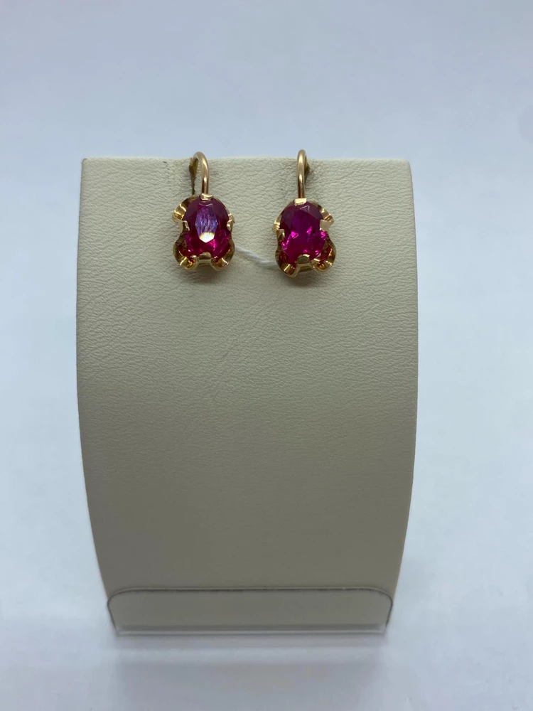 Серьги с фианитом из красного золота 583 пробы 1