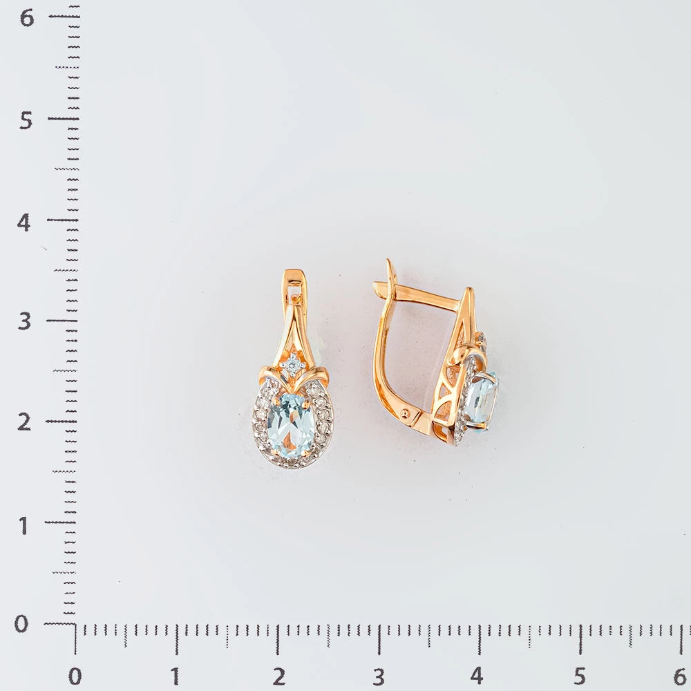 Серьги с топазом из красного золота 585 пробы 2