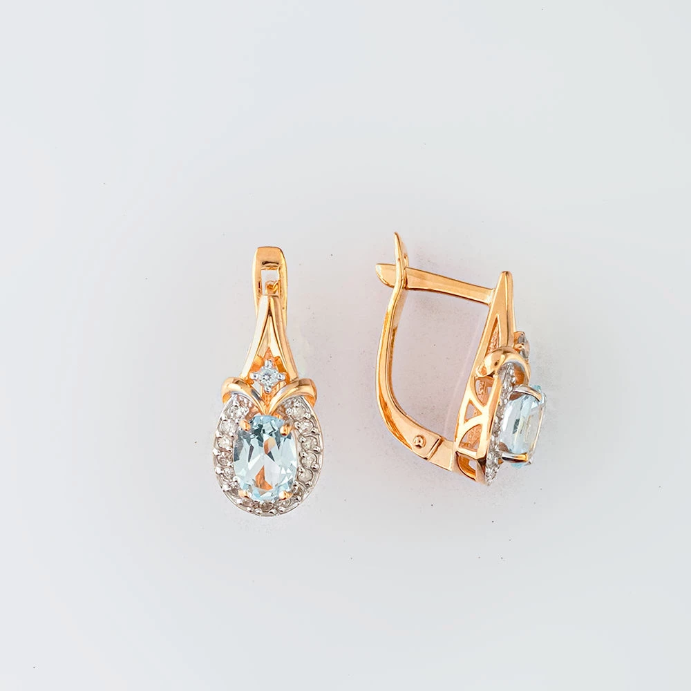 Серьги с топазом из красного золота 585 пробы 1